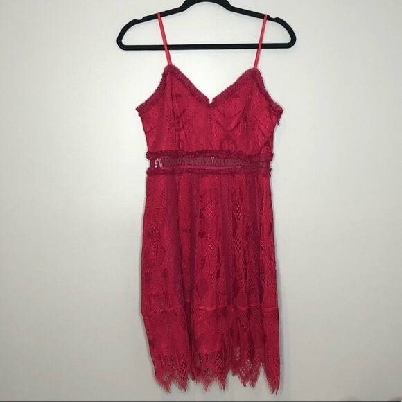 NWT Foxiedox Raspberry Gloria Lace Sheer Waist Dress Size XSmall - Picture 2 of 13